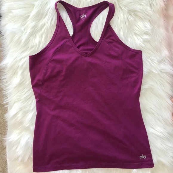 ALO Yoga Tops - ALO coolfit yoga v-neck fitted tank in plum